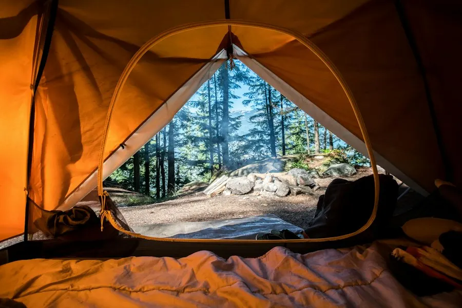 Tent under a starry night sky